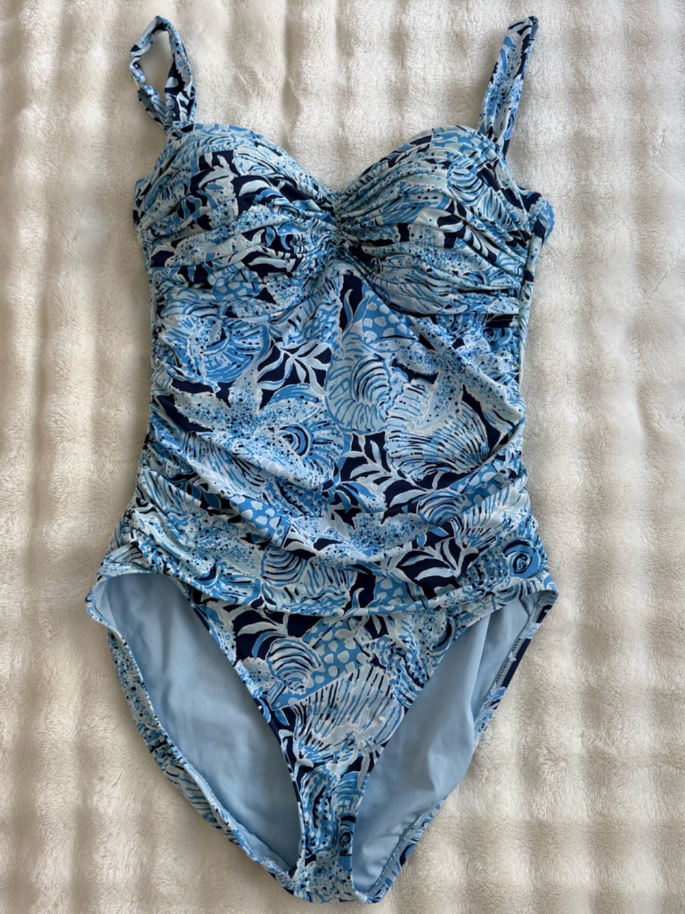 Lilly Pulitzer Solaria Bonaire Blue Coastal Constellation One Piece Swimsuit 10